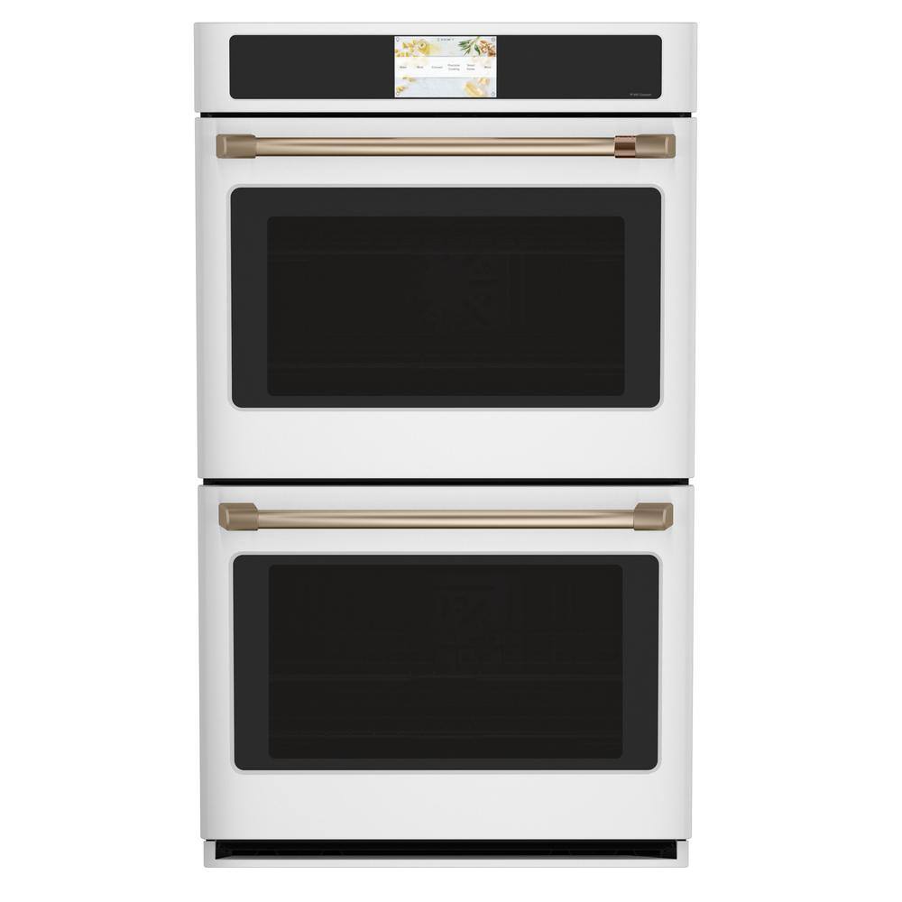 Cafe 30 in. Smart Double Electric Smart Wall Oven with Convection Self-Cleaning in Matte White Fingerprint Resistant CTD90DP4NW2