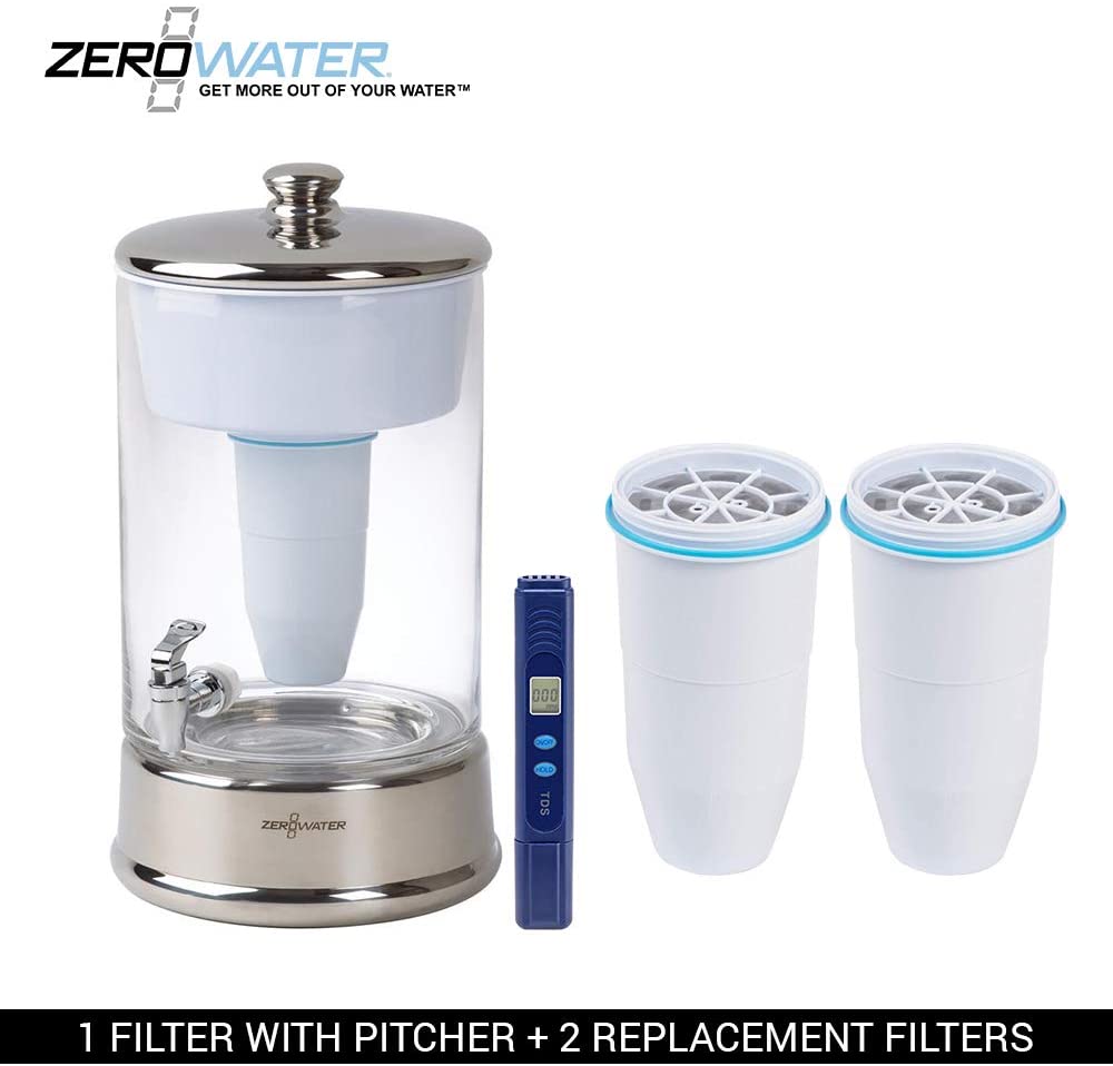 40 Cup Ready-Pour Glass Dispenser BPA-Free with Free Water Quality Meter NSF Certified