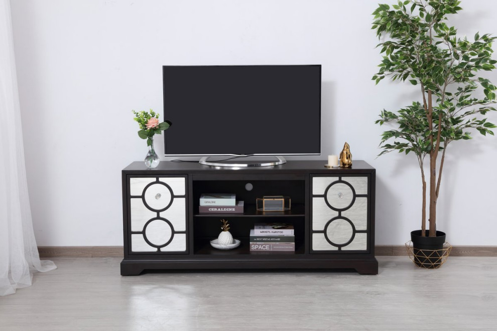 Elegant MF802DT 60 quotMirrored Tv Cabinet Stand  Dark Walnut   Transitional   Entertainment Centers And Tv Stands   by Lighting World Decorators  Houzz