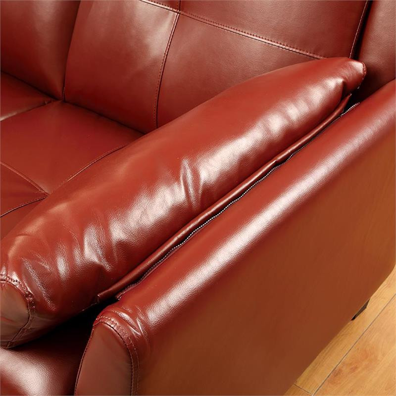 Furniture of America Billie Faux Leather L shaped Sectional in Red   Contemporary   Sectional Sofas   by Homesquare  Houzz