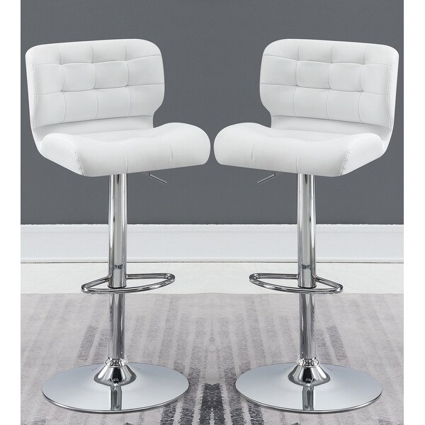 Modern Tufted Adjustable Swivel Stools with Chrome Base (Set of 2)