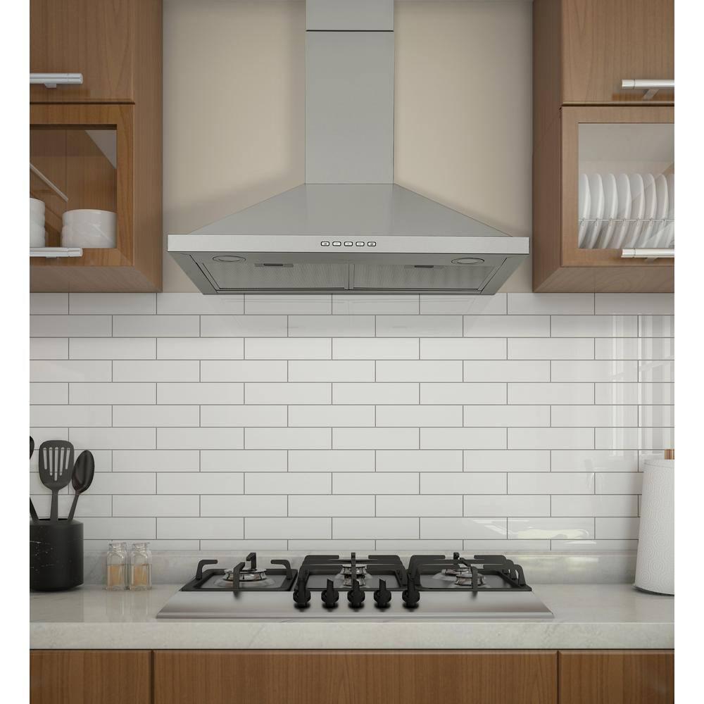 Ancona 30 in 600CFM Convertible Wall Mount Pyramid Range Hood with LED in Stainless Steel