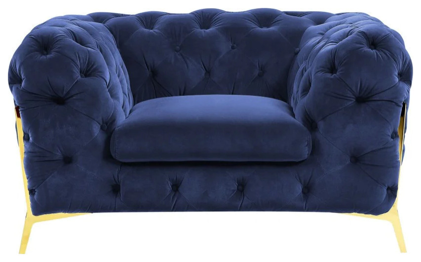 Jack Transitional Dark Blue Fabric Chair   Contemporary   Armchairs And Accent Chairs   by Rustic Home Furniture Deco  Houzz