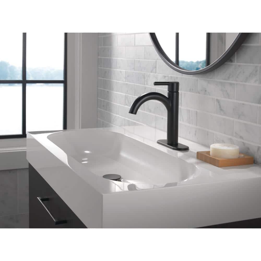 Delta Nicoli JSpout Single Hole SingleHandle Bathroom Faucet in Matte Black