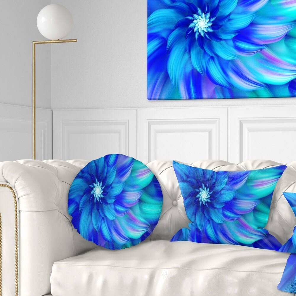 Designart 'Massive Blue Fractal Flower' Floral Throw Pillow