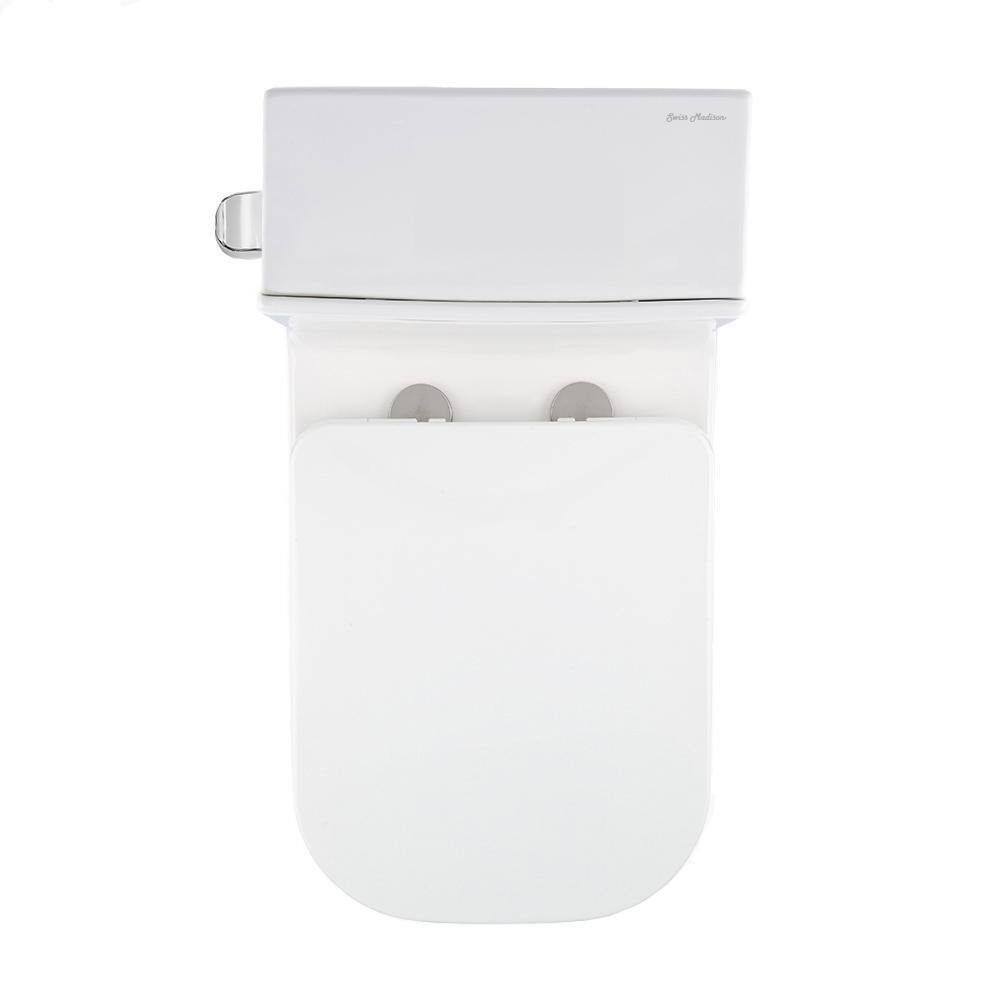 Swiss Madison Concorde 1-Piece 1.28 GPF Left Side Single Flush Handle Square Toilet in White with Seat Included SM-1T107