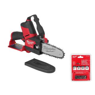 MW M12 FUEL 12-Volt Lithium-Ion Brushless Battery 6 in. HATCHET Chainsaw (Tool-Only) with Extra 6 in. Chain 2527-20-49-16-2732