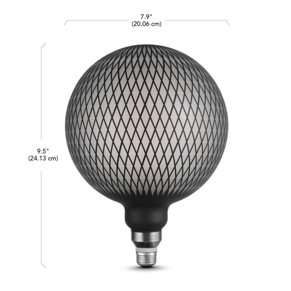 Globe Electric Moderna 40-Watt Equivalent E26 Base G200 Shape Luxury Oversized Frosted LED Filament Light Bulb Black Diamond Design 35677