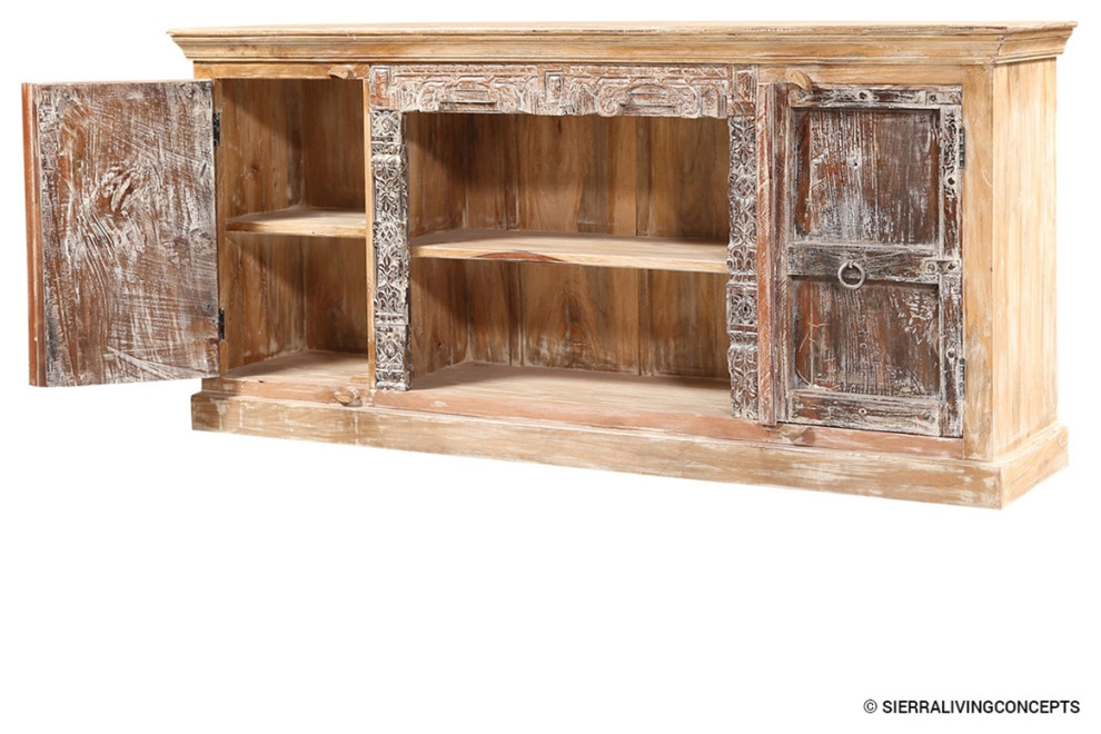 Rustic Distressed Solid Wood 2 Door Media Cabinet   French Country   Entertainment Centers And Tv Stands   by Sierra Living Concepts Inc  Houzz