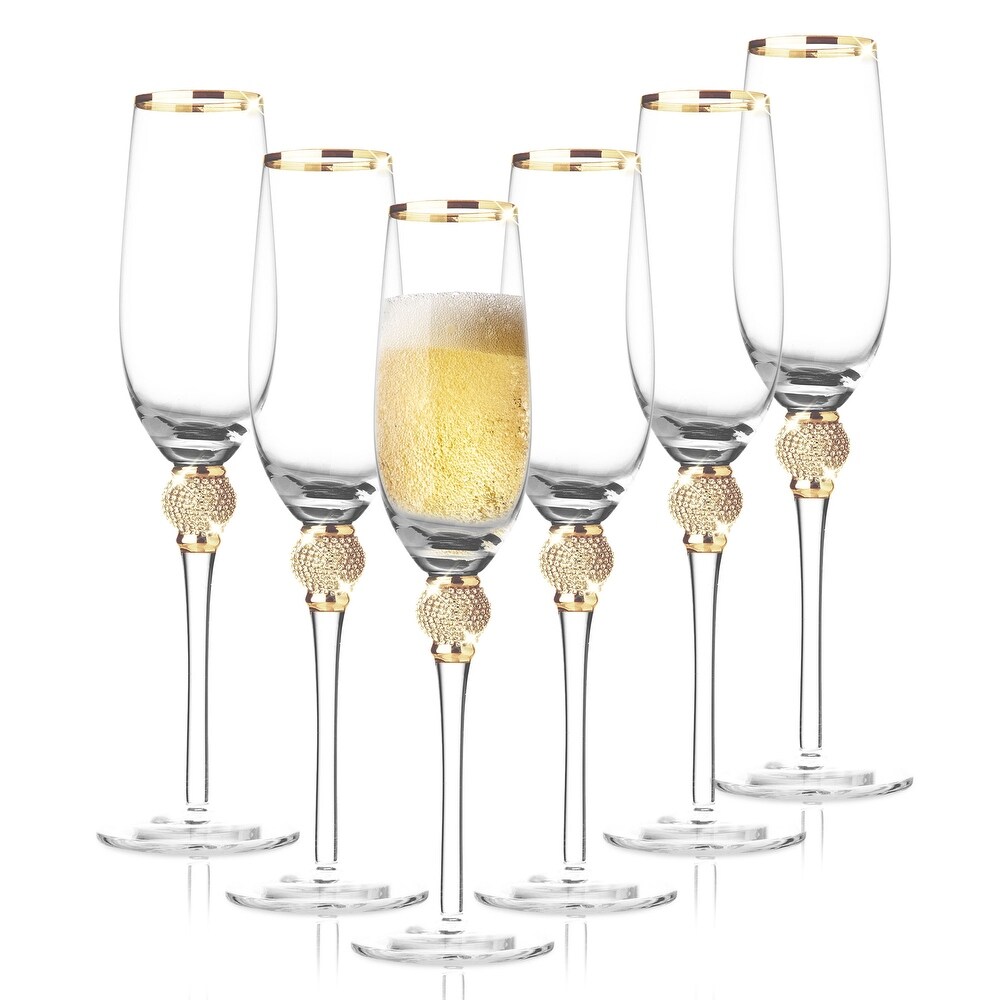 Berkware Crystal Champagne Glass with Gold or Silver Rim   11\