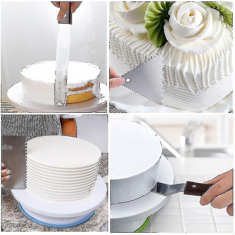 6 Piece Super Combo Stainless Steel And Aluminium Alloy Set Of Cake Decorating Tools Featuring Turntable Cake Stand