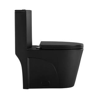 Swiss Madison St. Tropez 1-Piece 1.11.6 GPF Dual Flush Elongated Toilet in Matte Black Seat Included SM-1T254MB