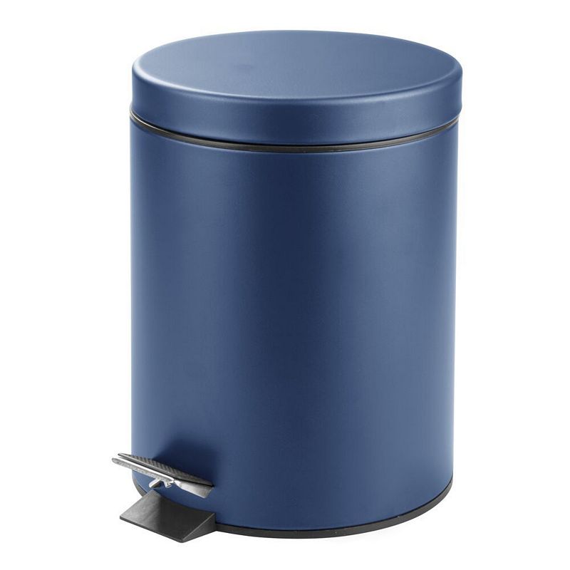 mDesign 5L Metal Round Step Garbage Trash Can with Removable Liner and Lid