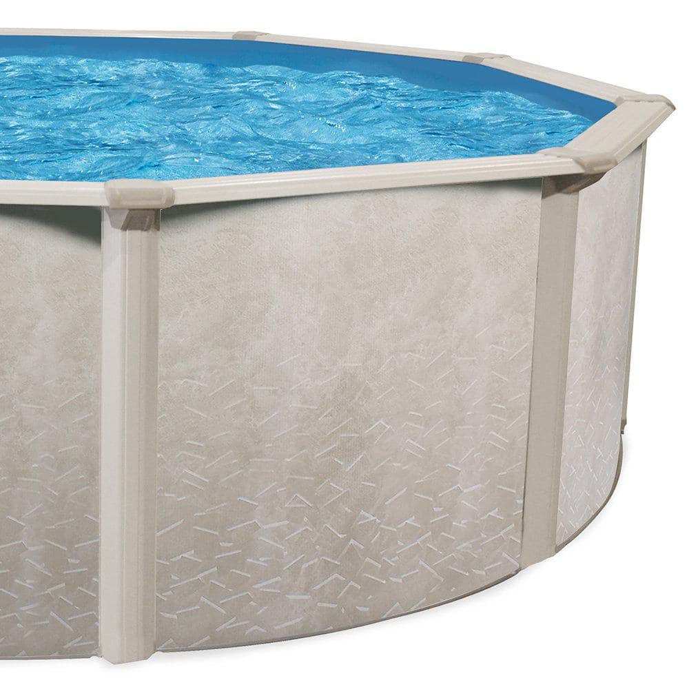 Trevi 21 ft. W x 52 in. Deep Hard Sided Steel Framed Round Above Ground Outdoor Swimming Pool WAD0021D52SM