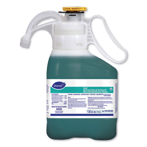 Diversey Crew Restroom Floor and Surface SC Non-Acid Disinfectant Cleaner | Fresh， 1.4 L Bottle， 2