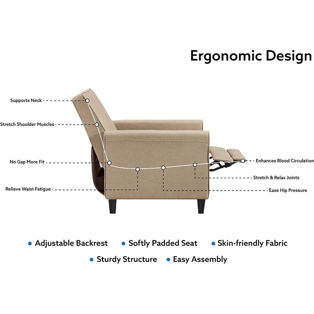 Landon Pushback Recliner Chair  Home Theater Reclining Chair with Armrest  Backrest for Small Spaces with Adjustable Footrest