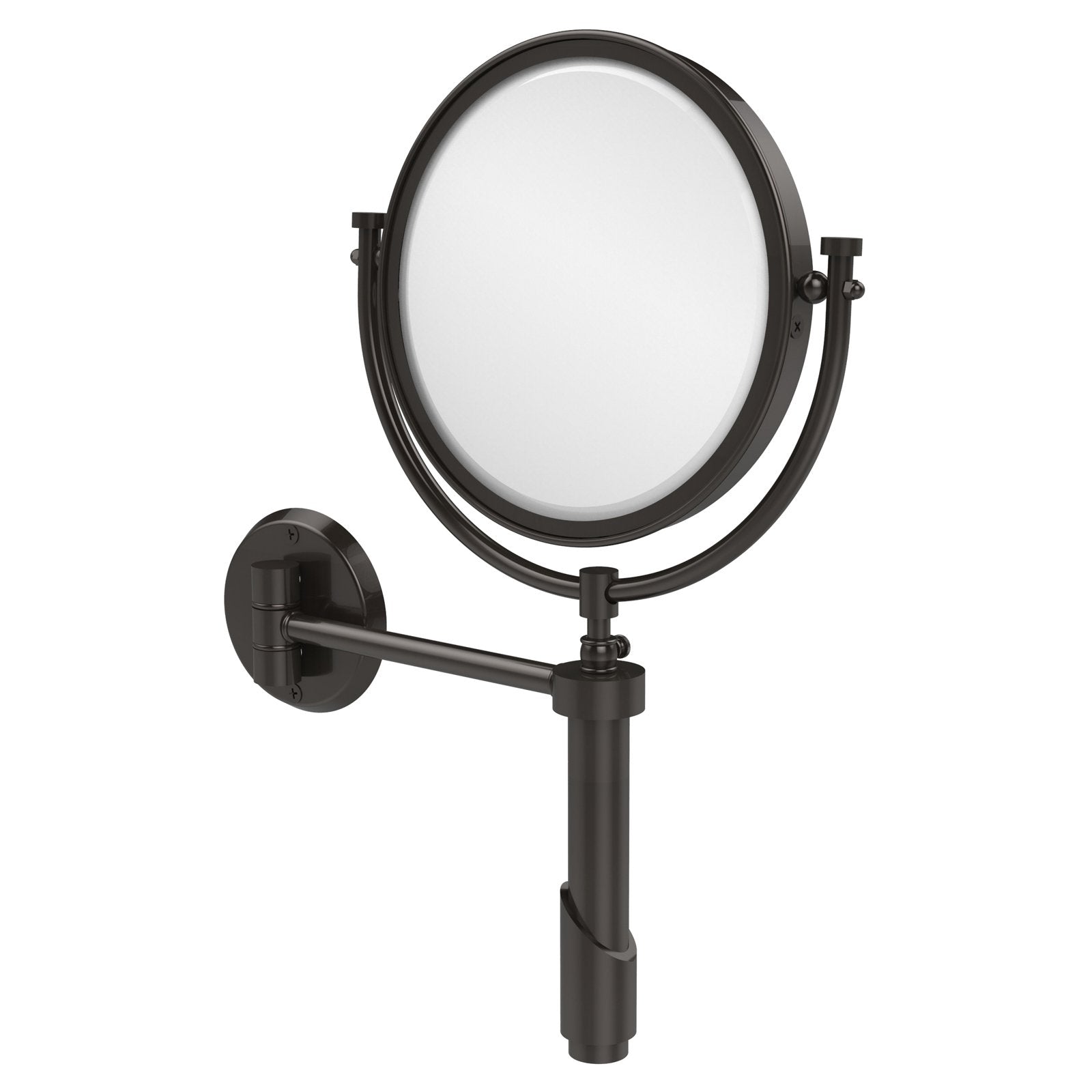 Tribecca Collection Wall Mounted Make-Up Mirror 8-in Diameter with 5X Magnification in Matte Black