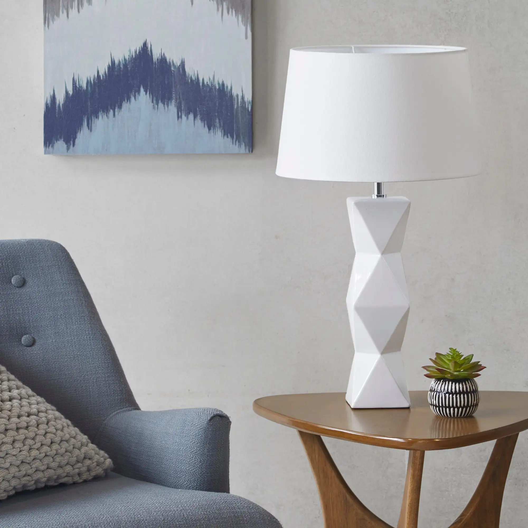 INK+IVY Kenlyn Geometric Ceramic Table Lamp