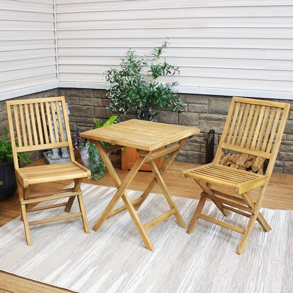 Nantasket 3pc Teak Folding Outdoor Bistro Set