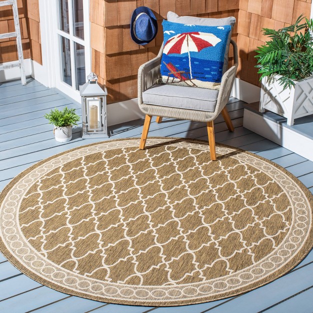 Round Gibson Outer Patio Rug Dark Beige beige