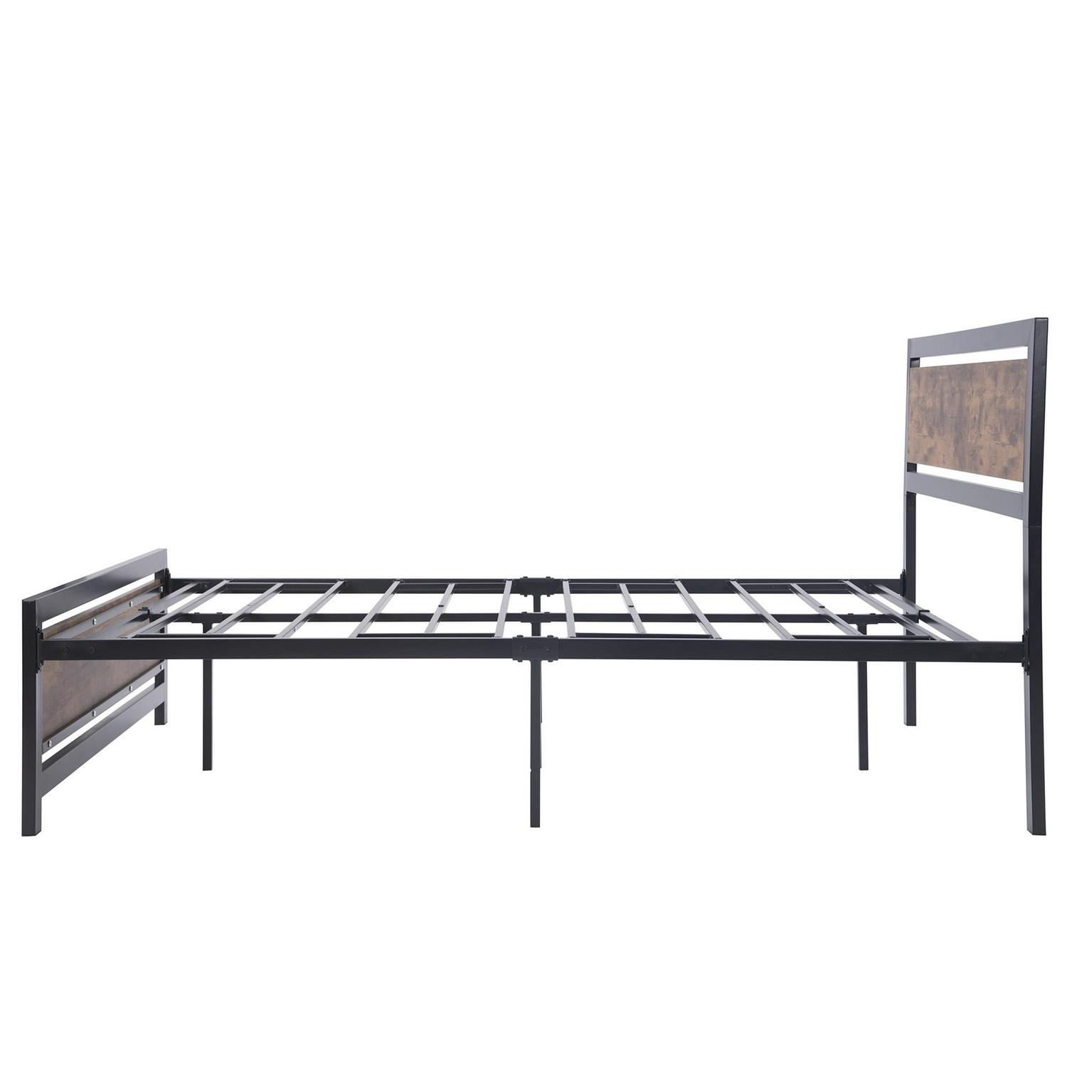 Aukfa Full Size Bed Frame- Metal Platform Bed with Headboard- Premium Steel Slat Support- Black