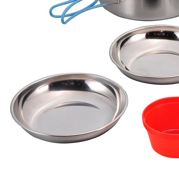 Cooking Portable Camping Pot Stainless Steel Hiking Cooking Pot Mess Kit