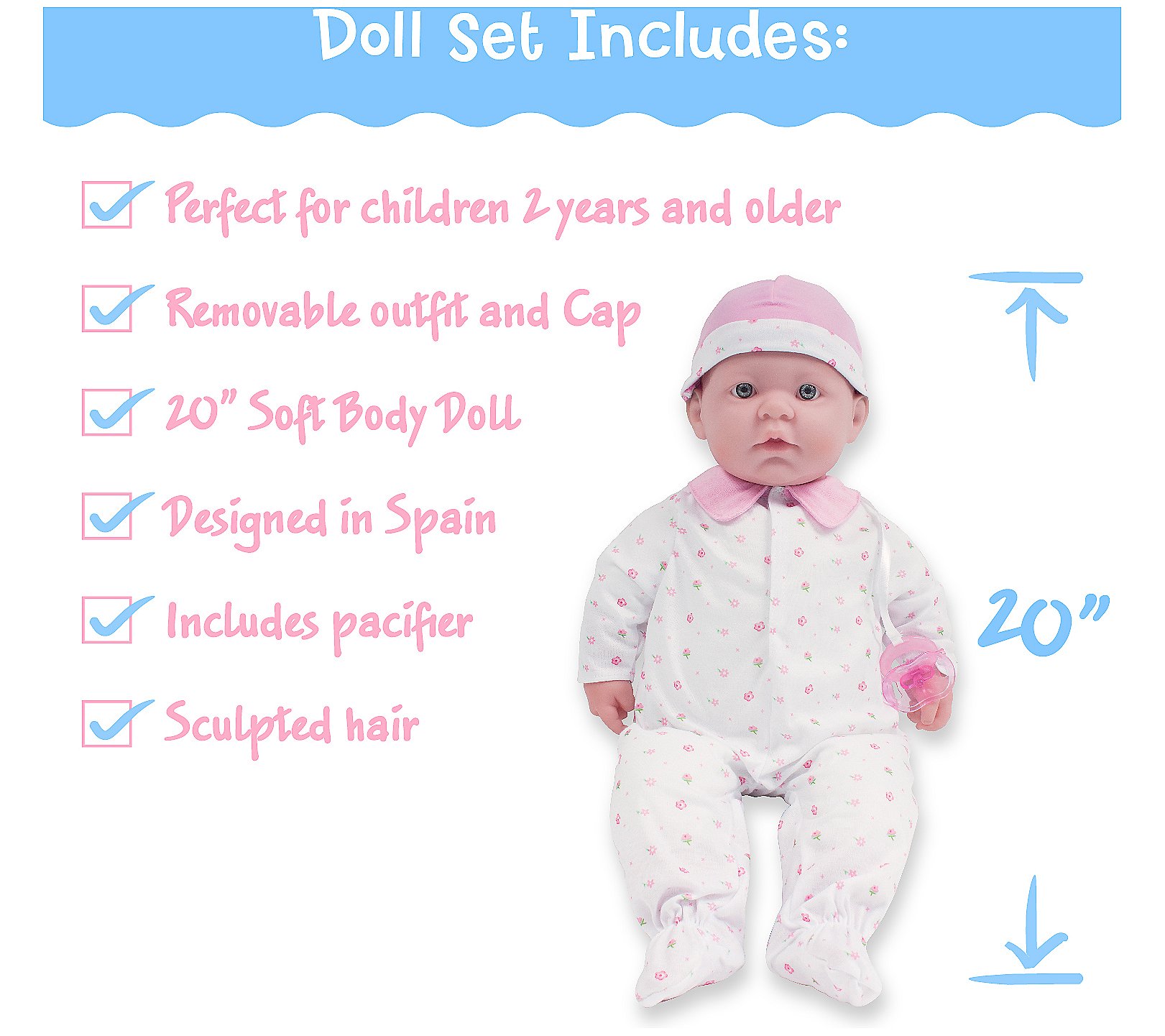 JC Toys La Baby 20 Caucasian Soft Body Baby Doll