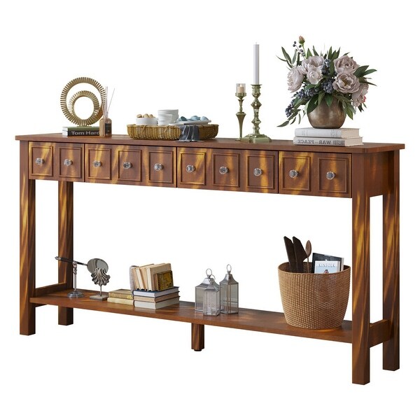 Entryway Long Console Table with Different Size Drawers and Shelf