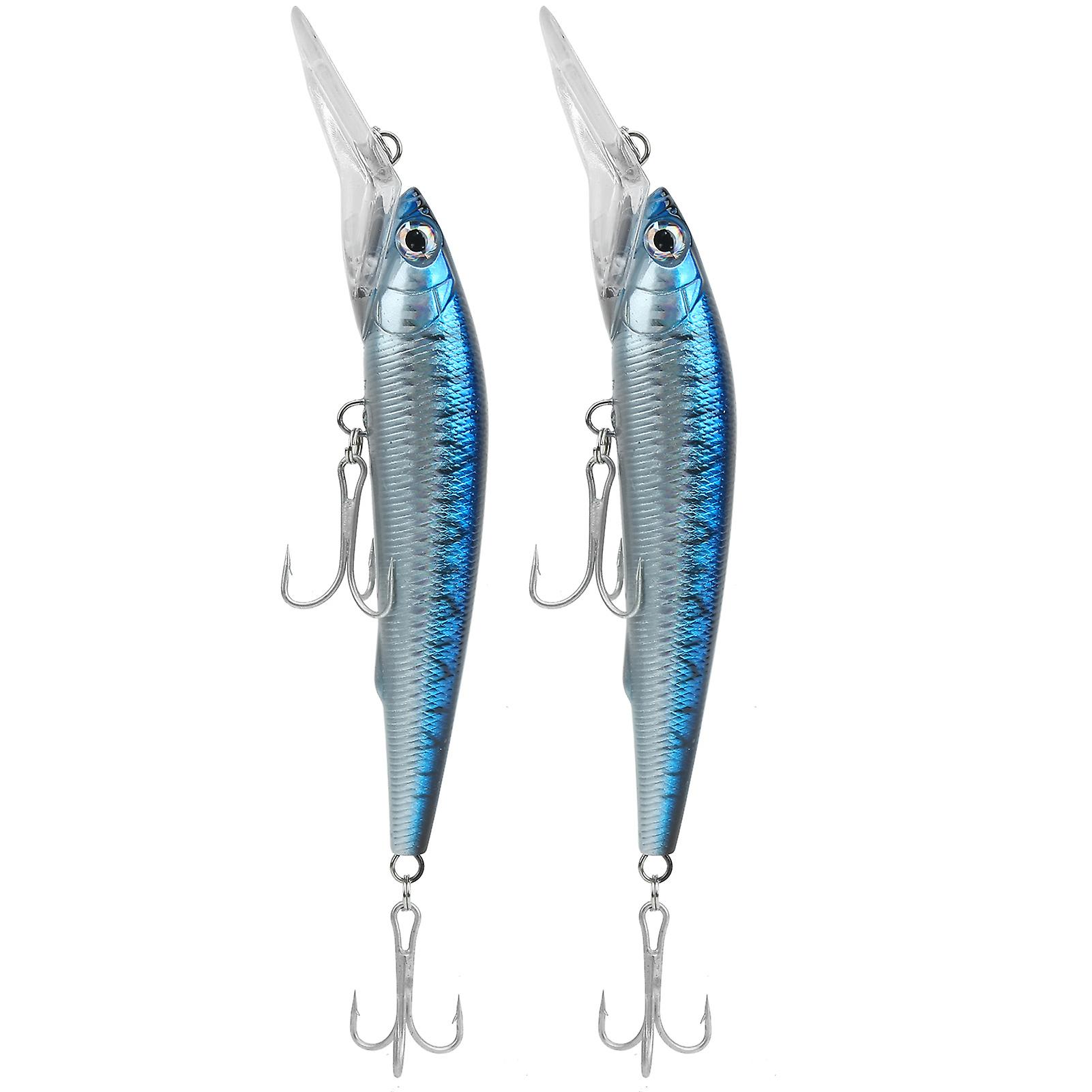 2pcs Plastic Artificial Simulation Deep Diving Minnow Lure Bait Fishing Accessory5#