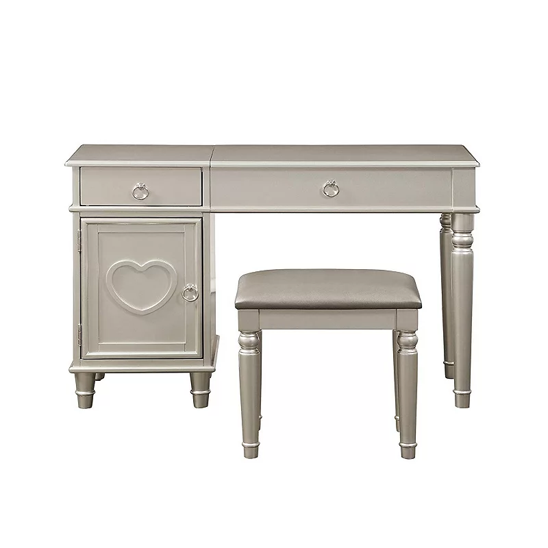 Seraph Vanity Set Featuring Stool And Mirror Silver