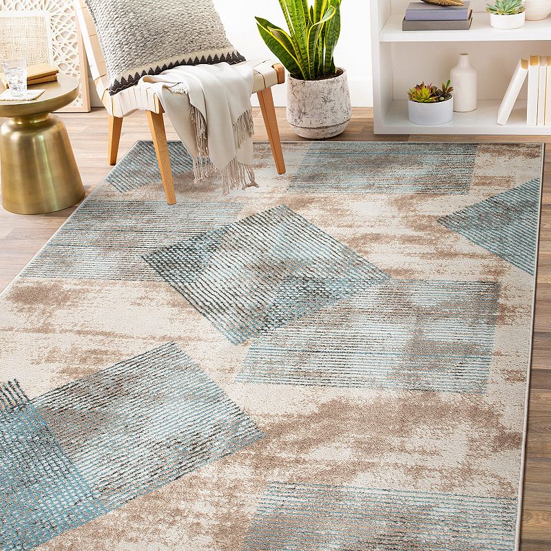 World Rug Gallery Contemporary Distressed Geometric Area Rug