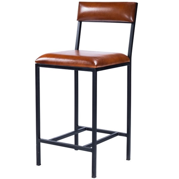 Classic Leather and Metal Counter Stool - 38.25