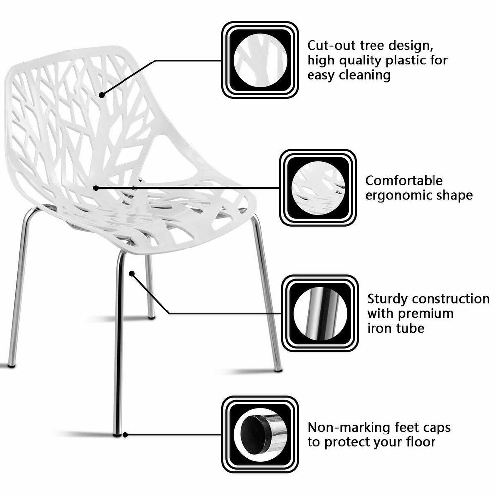 Costway Set Of 6 Birch Sapling Plastic Dining Side Chairs Stackable