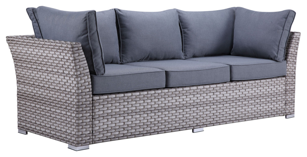 ACME Laurance Patio Sectional  ampCocktail Table in Gray Fabric Finish   Tropical   Outdoor Lounge Sets   by Acme Furniture  Houzz