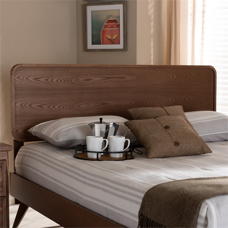 Baxton Studio Mailene Mid Century Wood Full Headboard in Walnut Brown   Transitional   Headboards   by Homesquare  Houzz