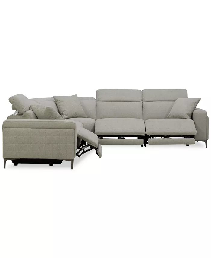 Furniture Adney 5-Pc. Power Recliner Fabric Sectional Sofa