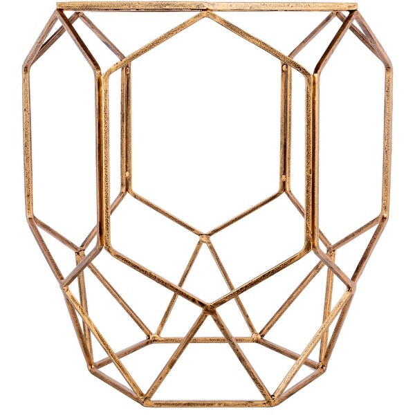 Arham Hexagon Glass Top and Metal Geometric Frame End Table - 22