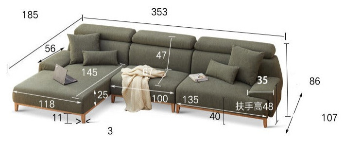 Russian Larch High Back Corner Fabric Sofa   Transitional   Sectional Sofas   by GVAwood  Houzz