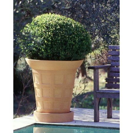 VASE DAMIER 50 TERRE NATURELLE