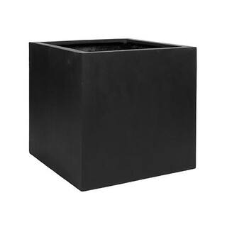 Vasesource Cube 24 in. x 24 in. Matte Black Fiberstone Square Cube Planter CUBE24BL