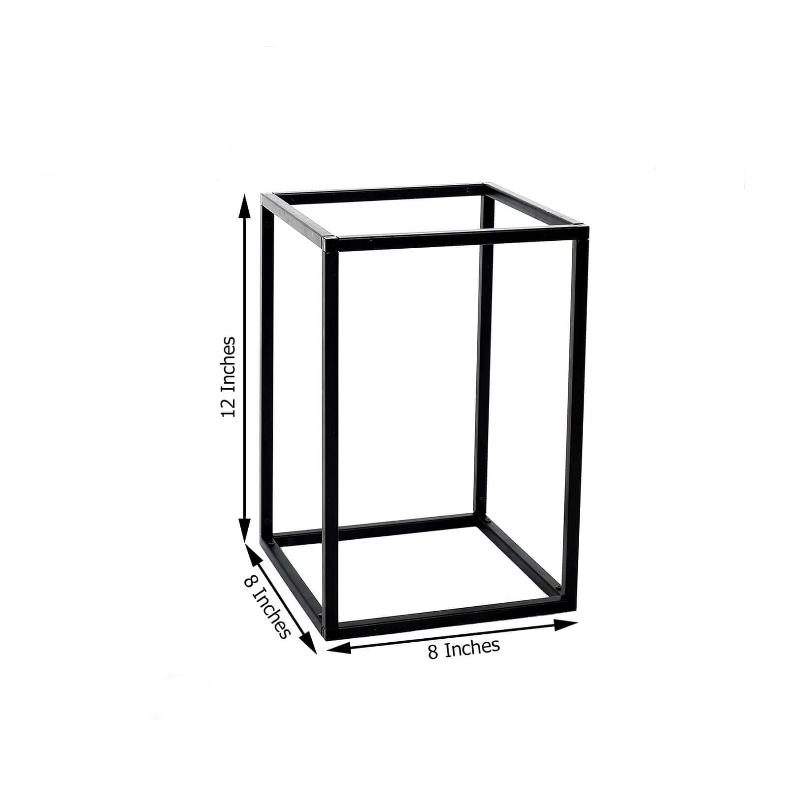 2 Pack Rectangular Matte Black Metal Wedding Flower Stand, Geometric Column Frame Centerpiece 12