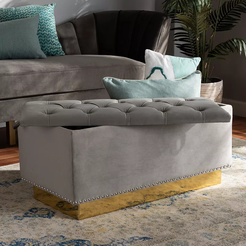 Baxton Studio Powell Tufted Storage Ottoman