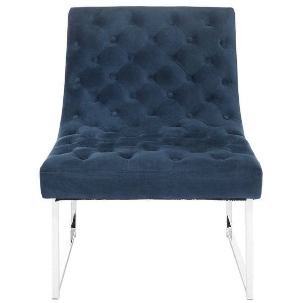 SAFAVIEH Mid-Century Modern Glam Hadley Tufted Velvet Navy Blue Club Chair - 25