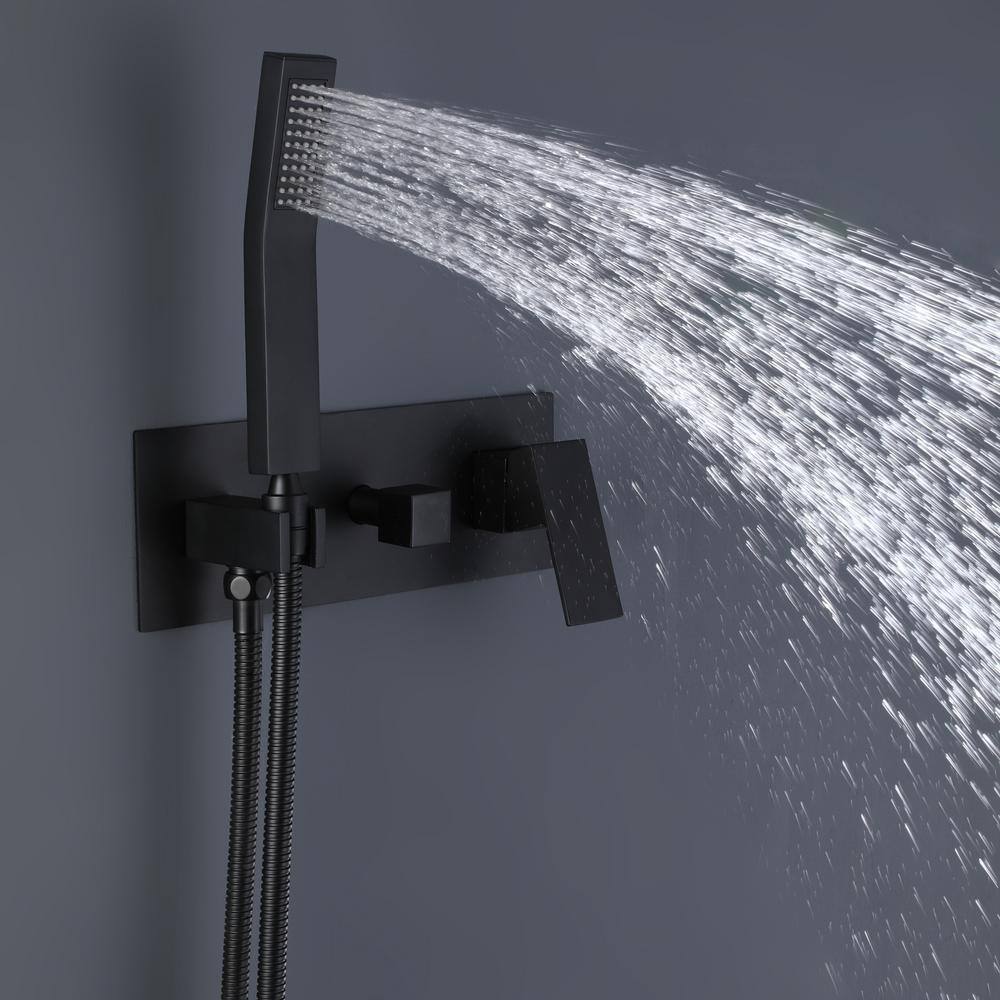 Hlihome 1-Spray Patterns 2 GPM 12 in. H Wall Mount Dual Shower Head and Handheld Shower Head in Matte Black LYJ-7001-MB-12