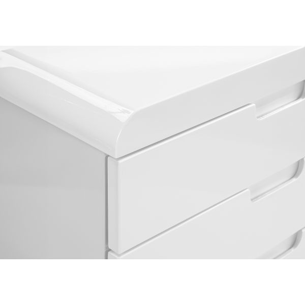 File Cabinet， Rolling Mobile， Storage Drawers， Printer Stand， Office， Work， Glossy White Laminate， Contemporary， Modern