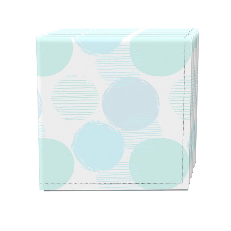 Napkin Set of 4， 100% Cotton， 20x20， Blue Polka Dot Scribble