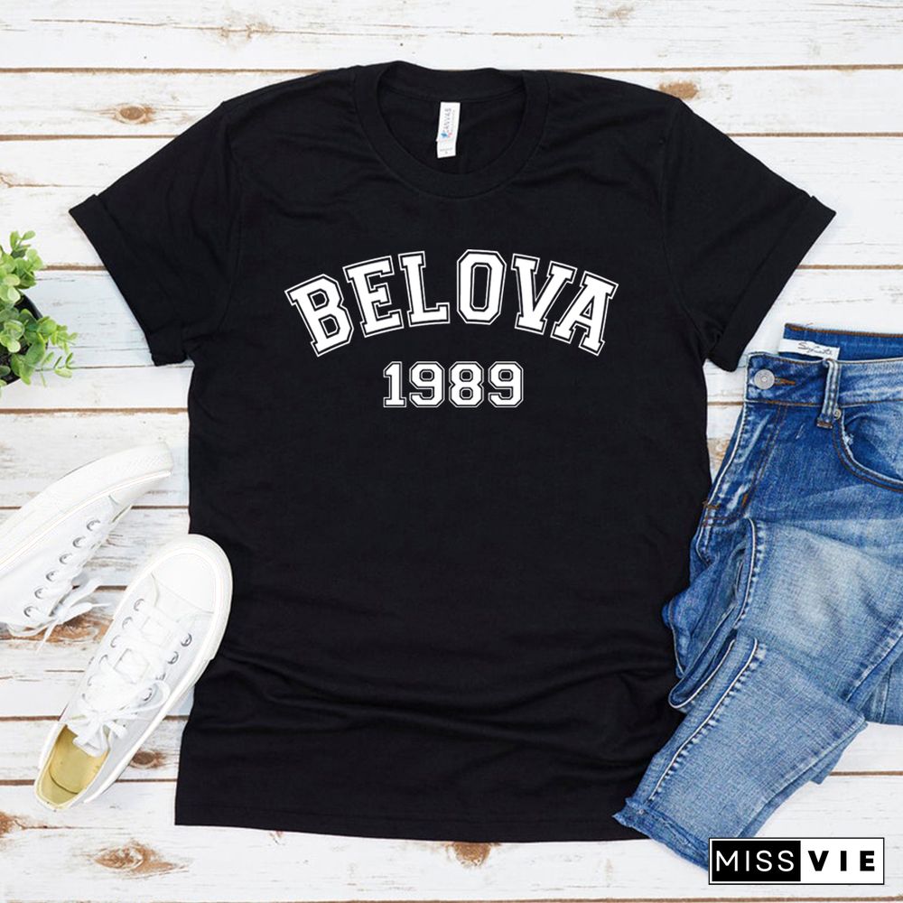 Belova 1989 T Shirt Black Widow Yelena Belova Shirt Natasha Romanoff Superhero Tee Unisex Graphic T Shirts Short Sleeve Tshirts