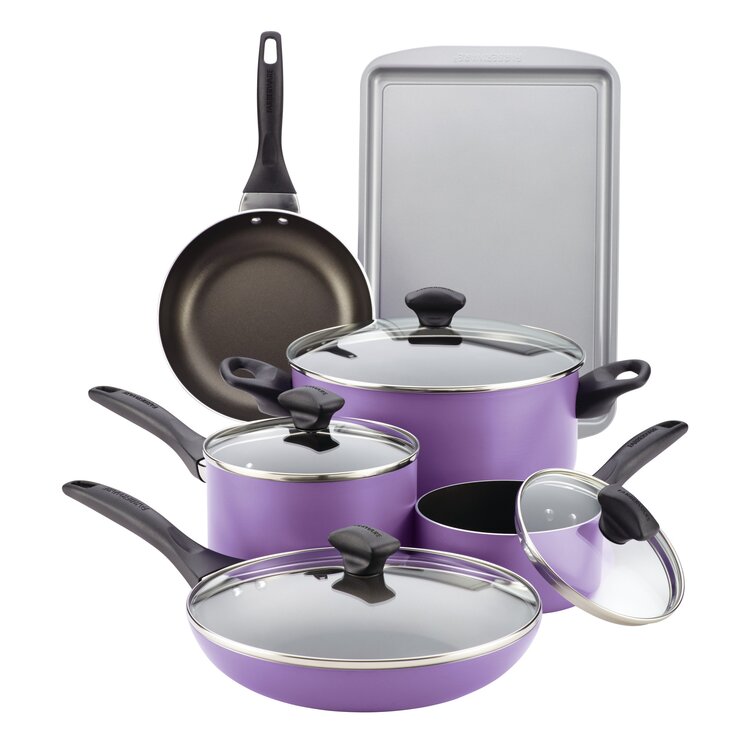 Farberware Dishwasher Safe Aluminum Nonstick Cookware Set, 15-Piece