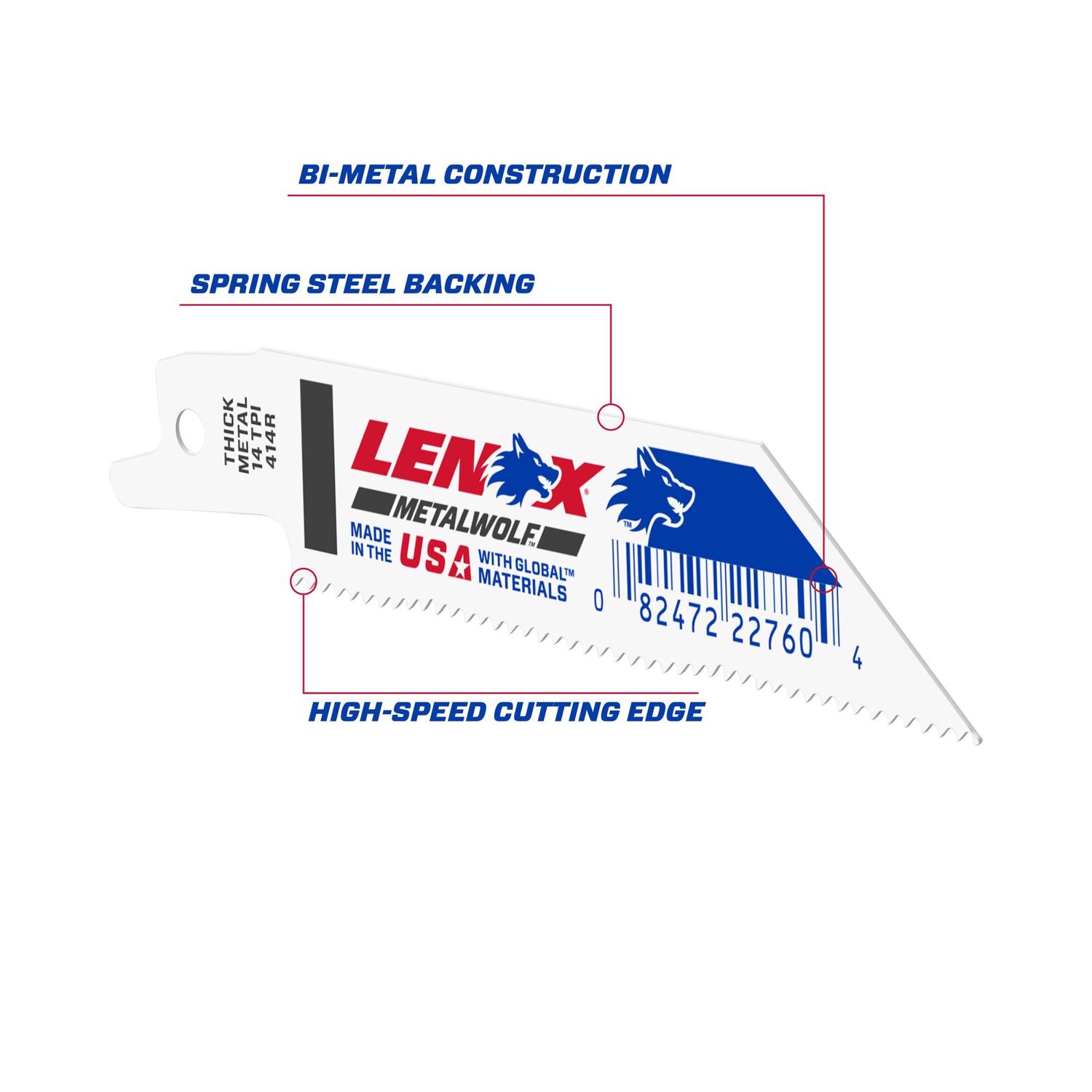 LENOX METALWOLF 4 in. Bi-Metal WAVE EDGE Reciprocating Saw Blade 14 TPI 1 blade