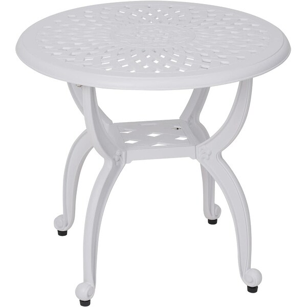 Outdoor Side Tables，Cast Aluminum Patio End Tables，AntiRust Coffee Table for Garden Patio Lawn